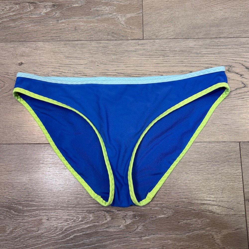 Aerie Womens Royal Blue Neon Lime Colorblock Bikini Brief Bottom Swim Medium M